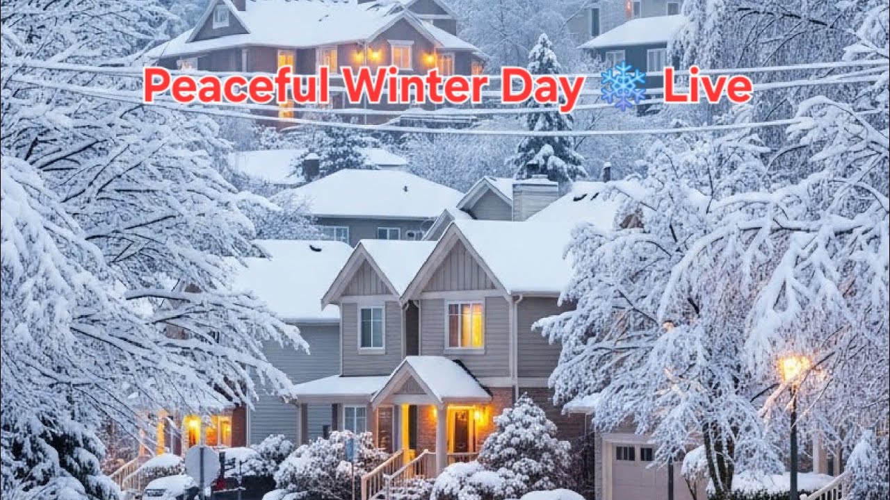 PEACEFUL SNOWFALL IN THE NEIGHBORHOOD ❄️SILENT  DAY STREAM