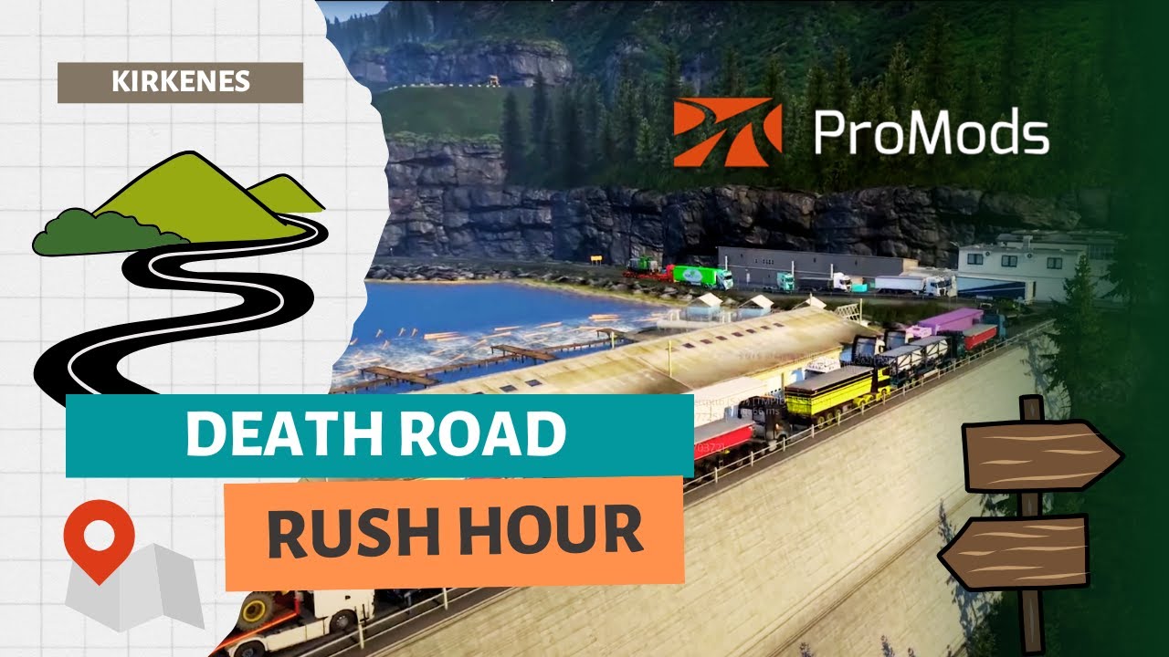 ProMods Death Road Rush Hour Drive (Kirkenes Quarry) | Timelapse