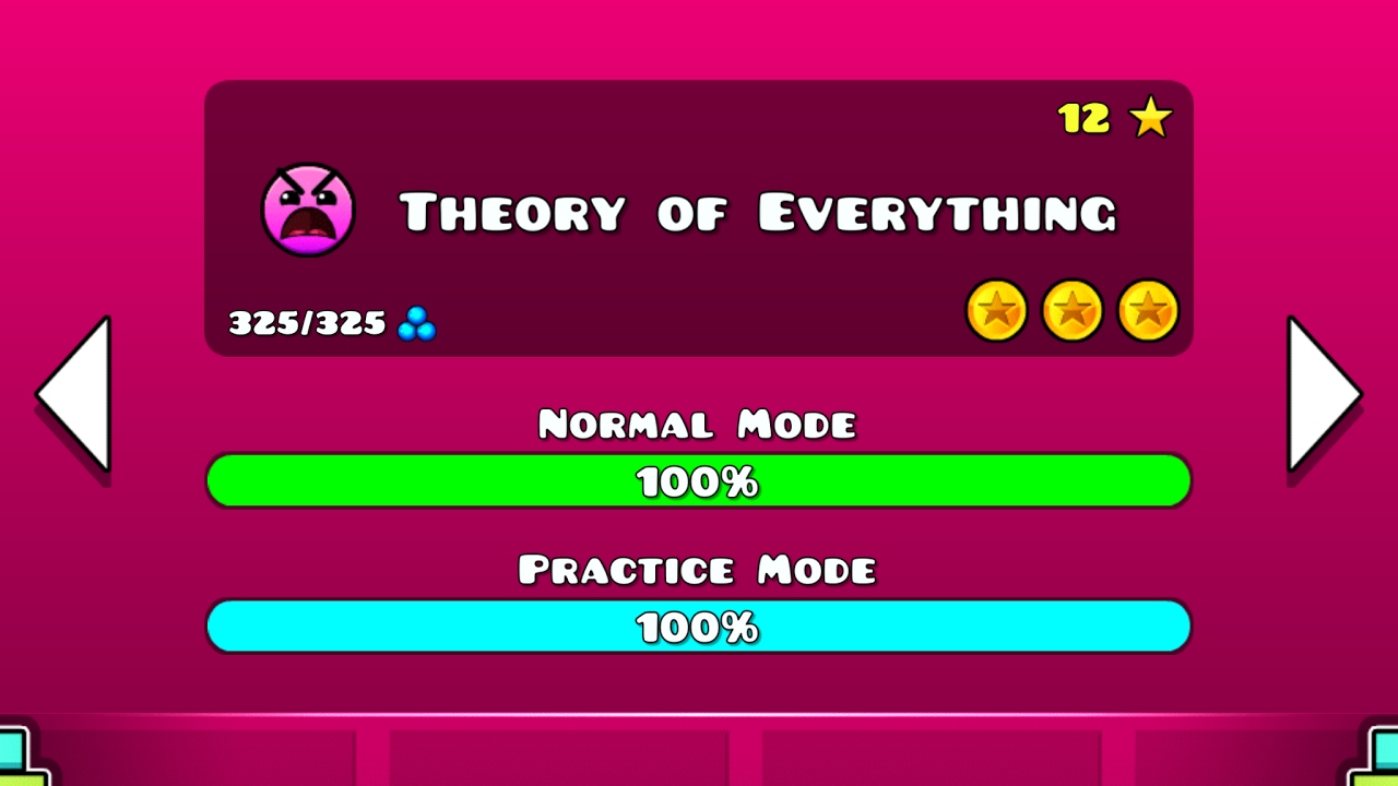 Geometry Dash Walkthrough - Level 12 (Theory of Everything) [ALL COINS]