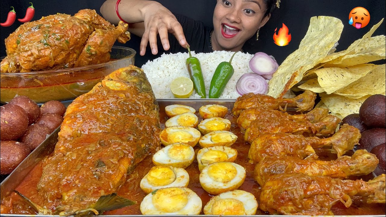 WHOLE FISH CURRY, EGG CURRY, WHOLE CHICKEN CURRY, SPICY LEG CURRY, KALA JAAM, RASGULLA 🤤BIG BITES 🌶️