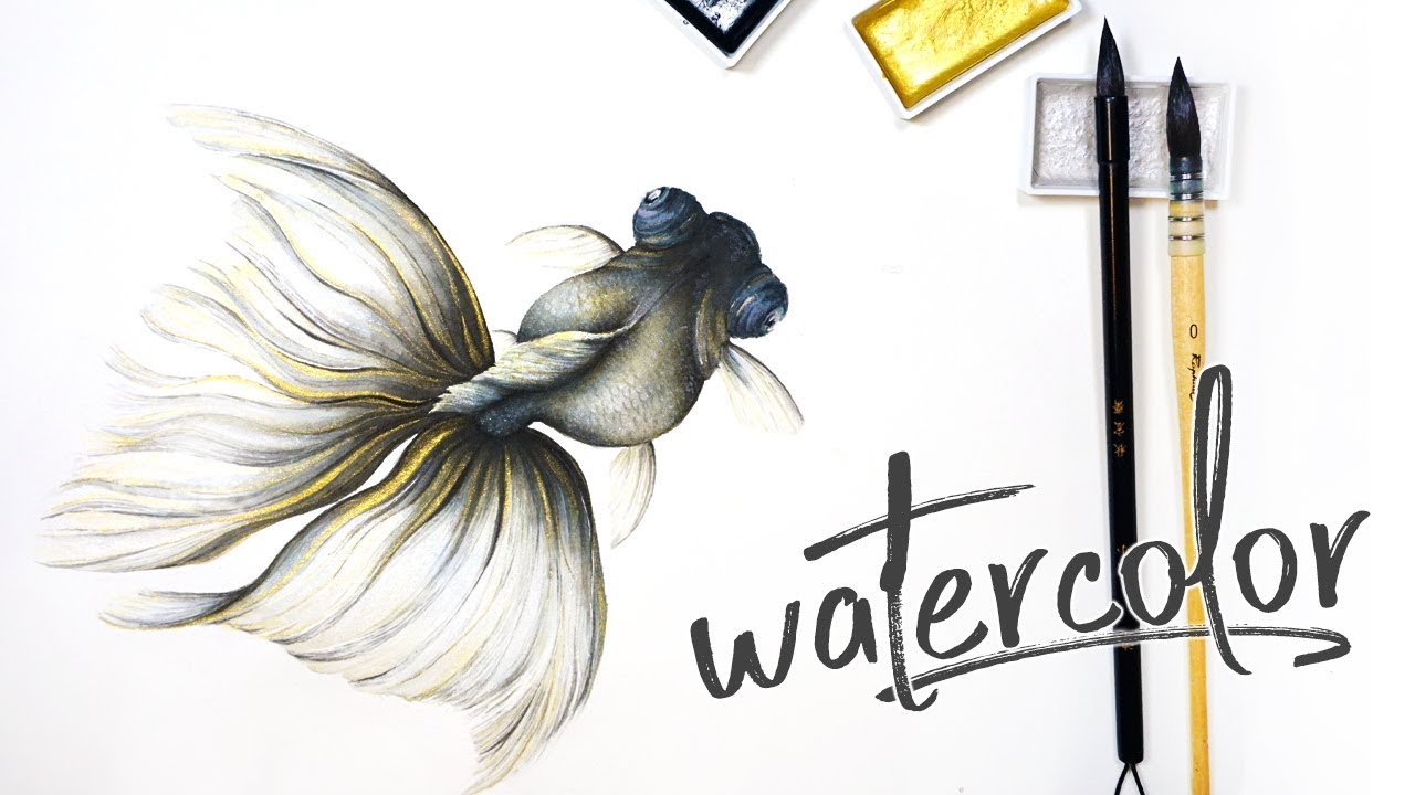 Watercolor Fish - How to Paint Goldfish with Watercolor 透明水彩畫金魚