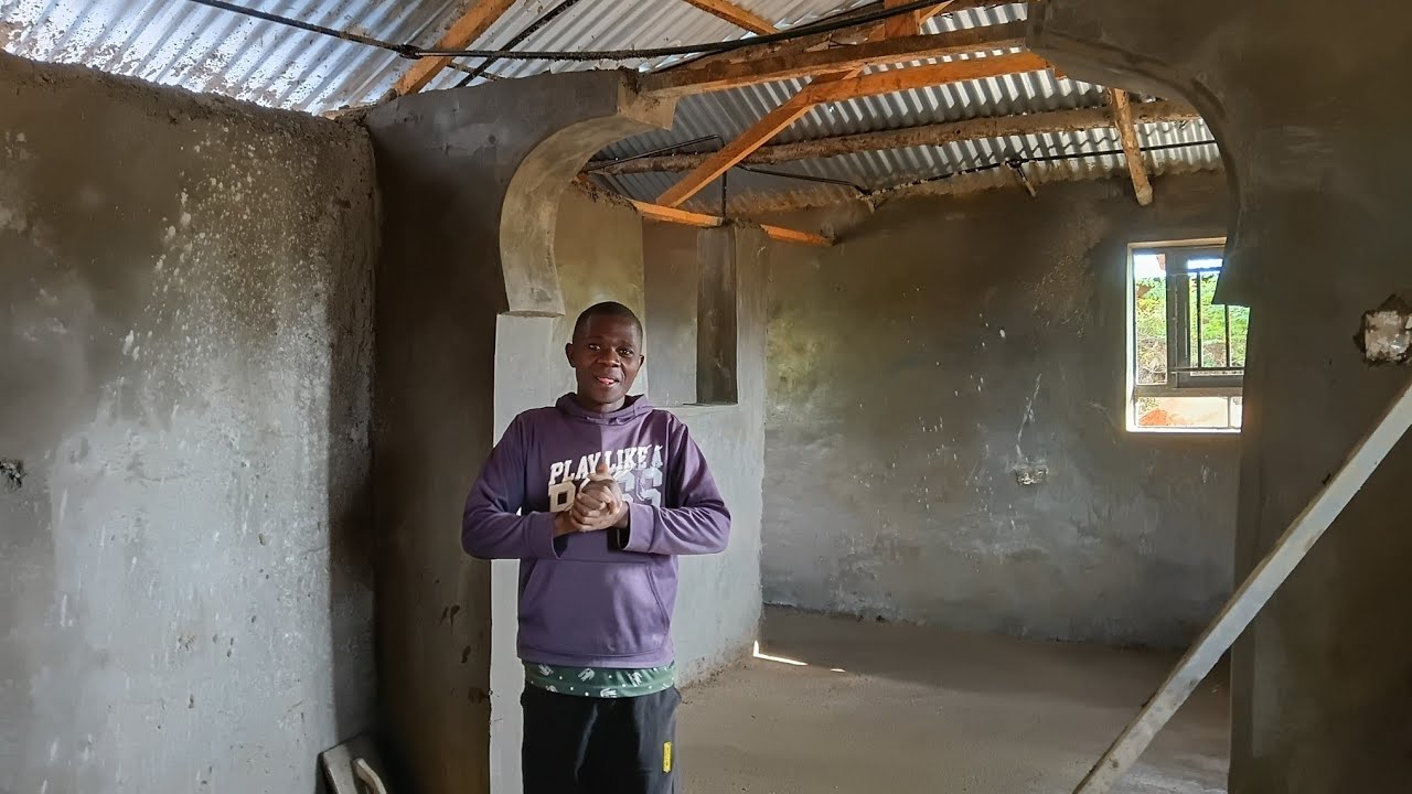 INDOOR PLASTERING COMPLETED, NEW WHEELBARROW AND 1 TRUCK OF SAND DELIVERED, DAY 4 PLASTERING 