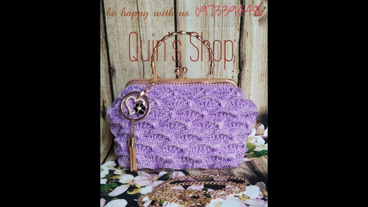How to crochet a fan bag SIZE 20 part 1/3 - Hướng dẫn móc túi khung rẻ quạt phần 1/3