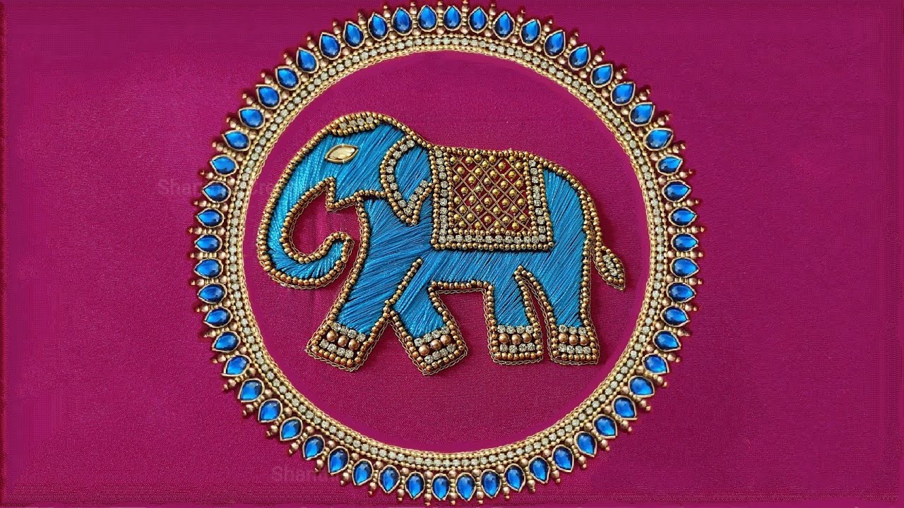 Elephant Aari Work With Normal Needle | Elephant Maggam Work Using Normal Needle on stitched Blouse