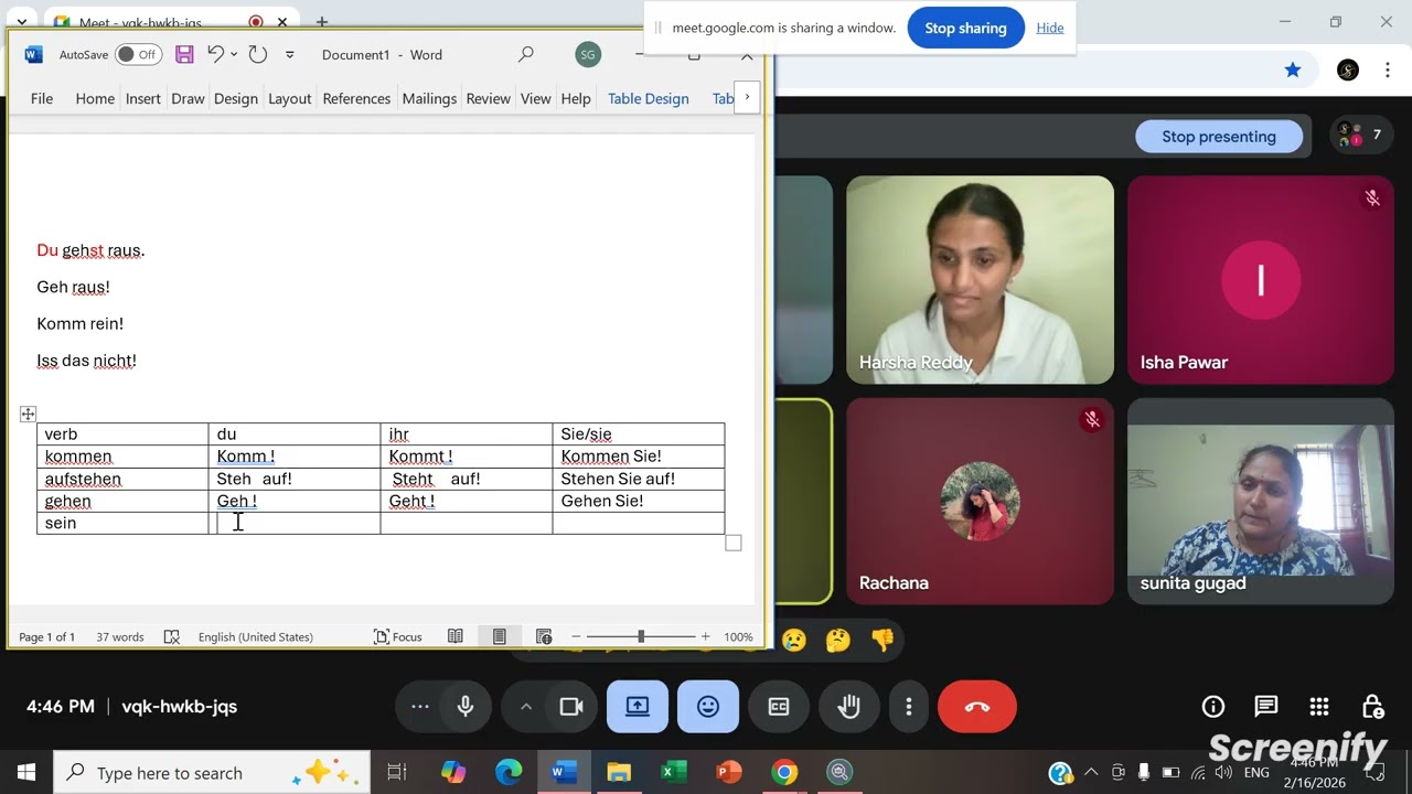 A1 German class 18 with Sunita