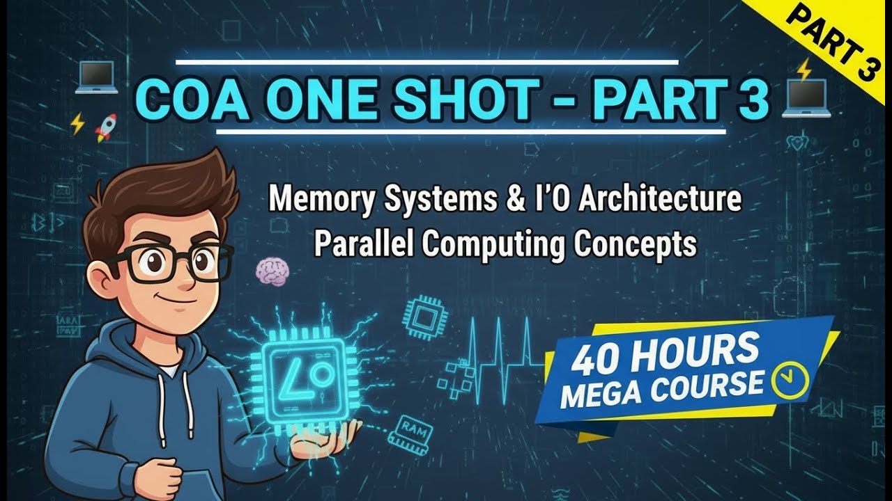 COA Mega Series (40 Hours) | Part 3 | Memory & I/O Systems + Parallel Computing Explained