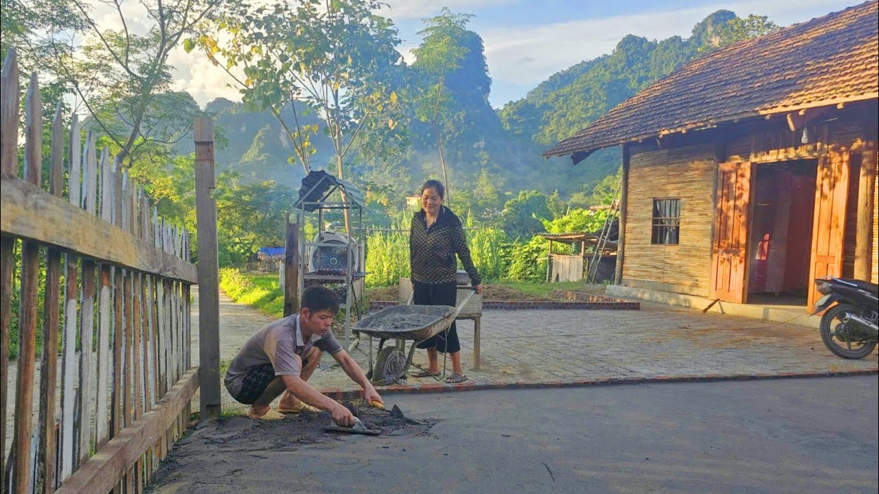 KONG & NHAT quickly transports sand and gravel, pours concrete for a solid kitchen floor