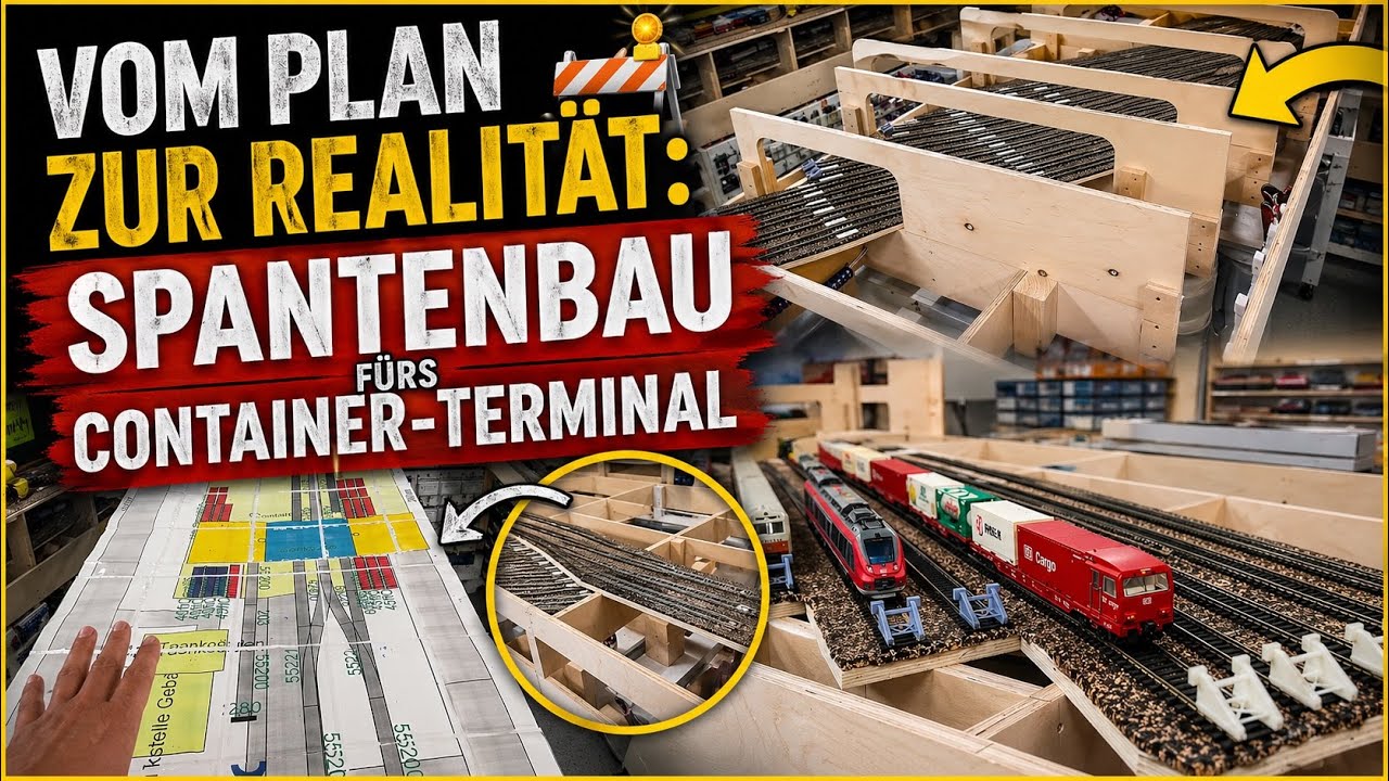 Modellbahn Spur H0/1:87 Kranichstein Teil 9 Spannten/Gleisplan Containerbrücke Epoche VI