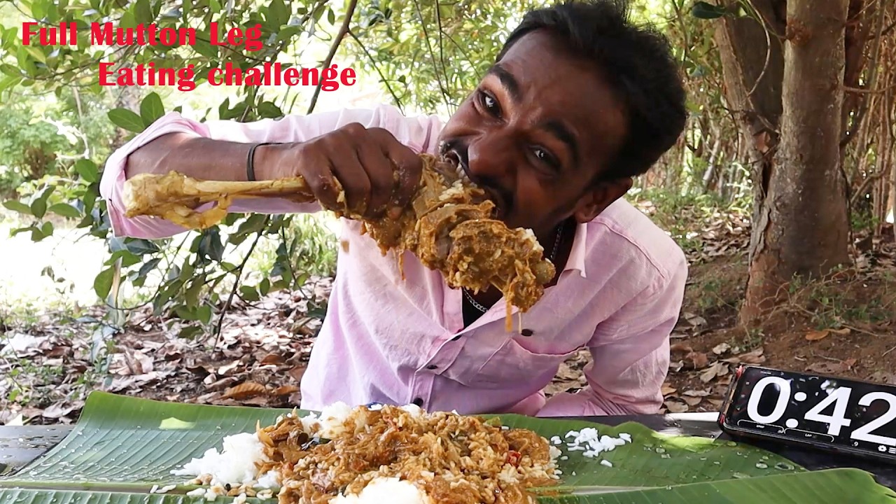 Indian Mukbang: Full Goat Leg Piece & White Rice Fast Eating Challenge