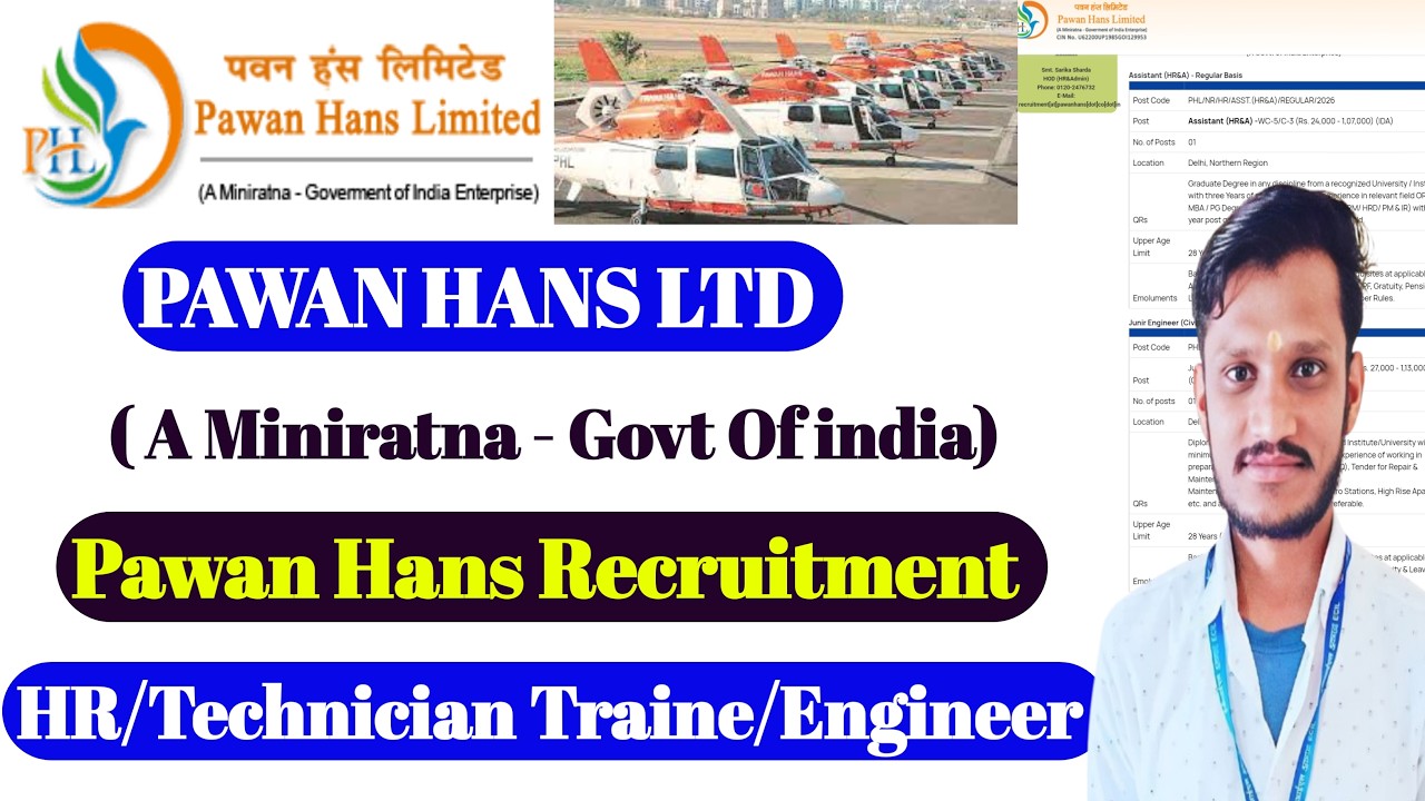 Pawan Hans Ltd Recruitment 2026 | Technician & Engineer Jobs | Aviation PSU Vacancy | Pawan Hans Job