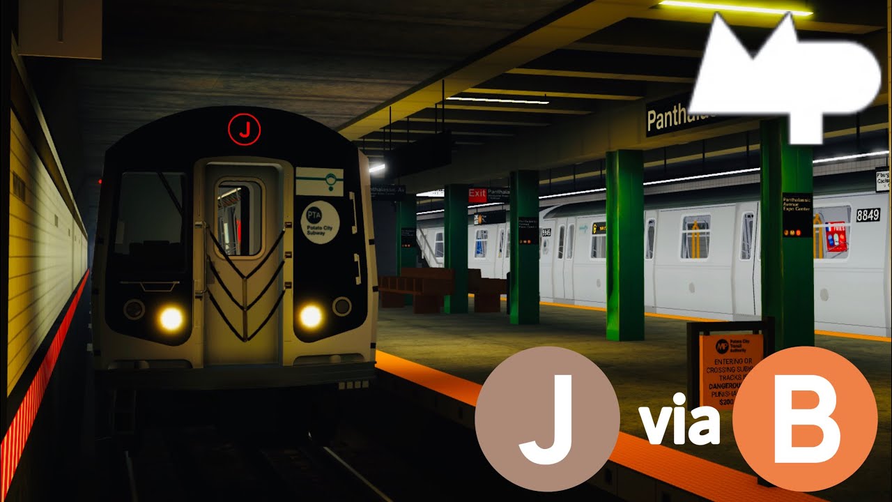 PTA Subway: Rentar Plaza Bound (B) & Belfast Pkwy Bound (J) Trains at Panthalassic Av - Expo Center