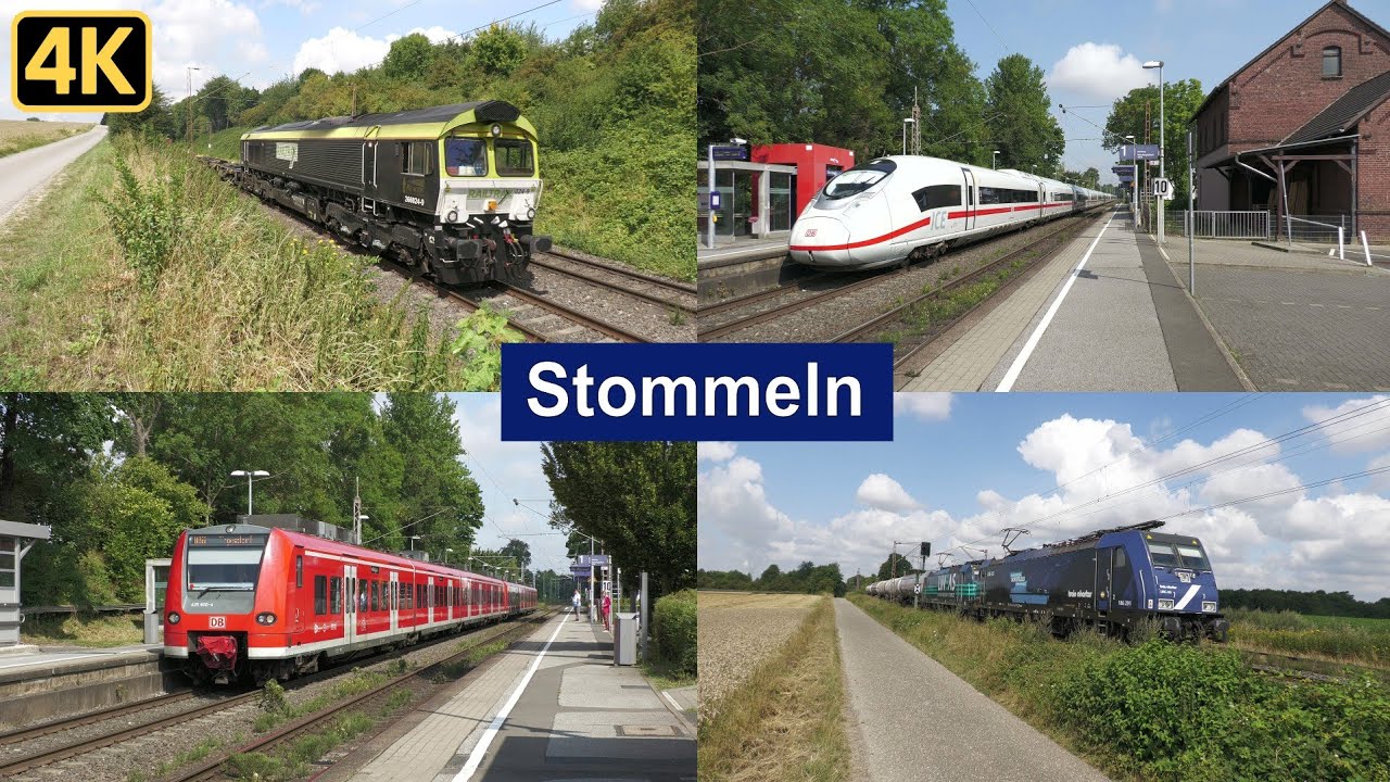 Bahnverkehr in Stommeln mit ICE 3neo, Güterzügen, Class 66, Vectron + Br 189, SBBC DE18 und mehr