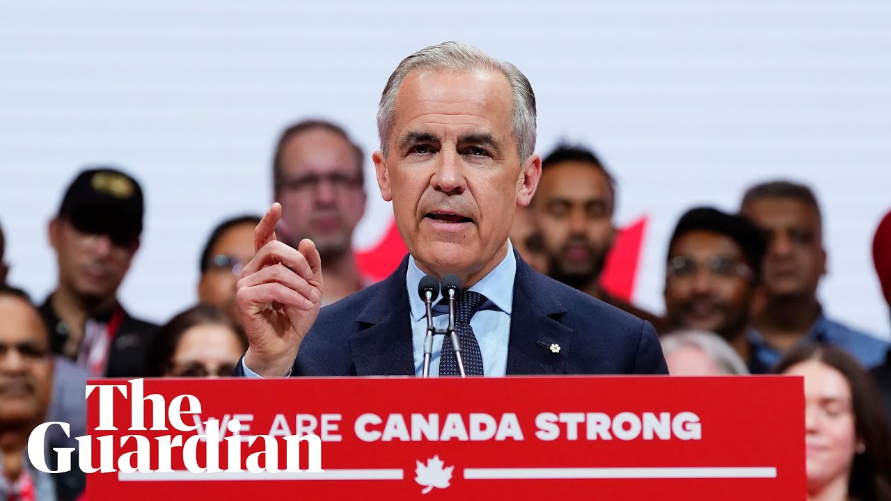 Mark Carney vows to fight Donald Trump in rousing Canada election victory speech
