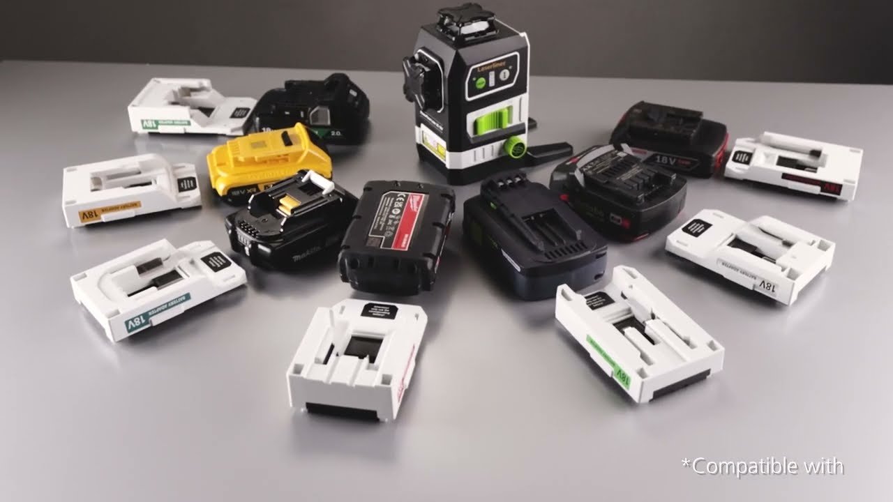 Зелен линеен лазер PowerPlane-Laser 3G Multi-18V, съвместим със седем вида батерии 036.380L
