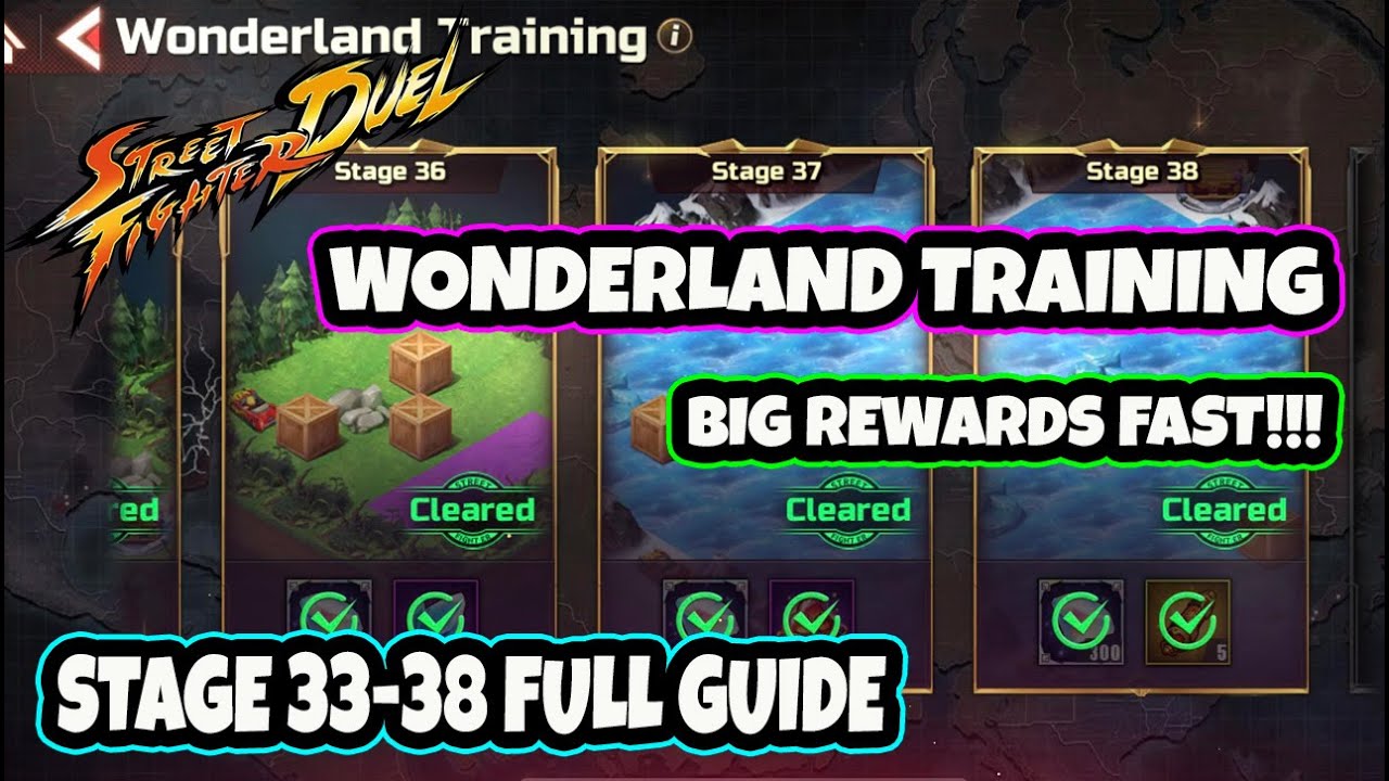 WONDERLAND TRAINING 33 TO 38 GUIDE HUGE REWARDS All new levels solved Street Fighter Duel