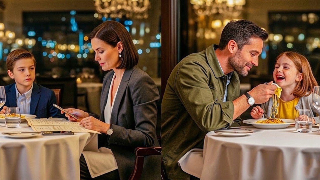 Une Milliardaire Emmène Son Fils Dîner — Elle Voit Un Père Célibataire Et Fait L'Impensable