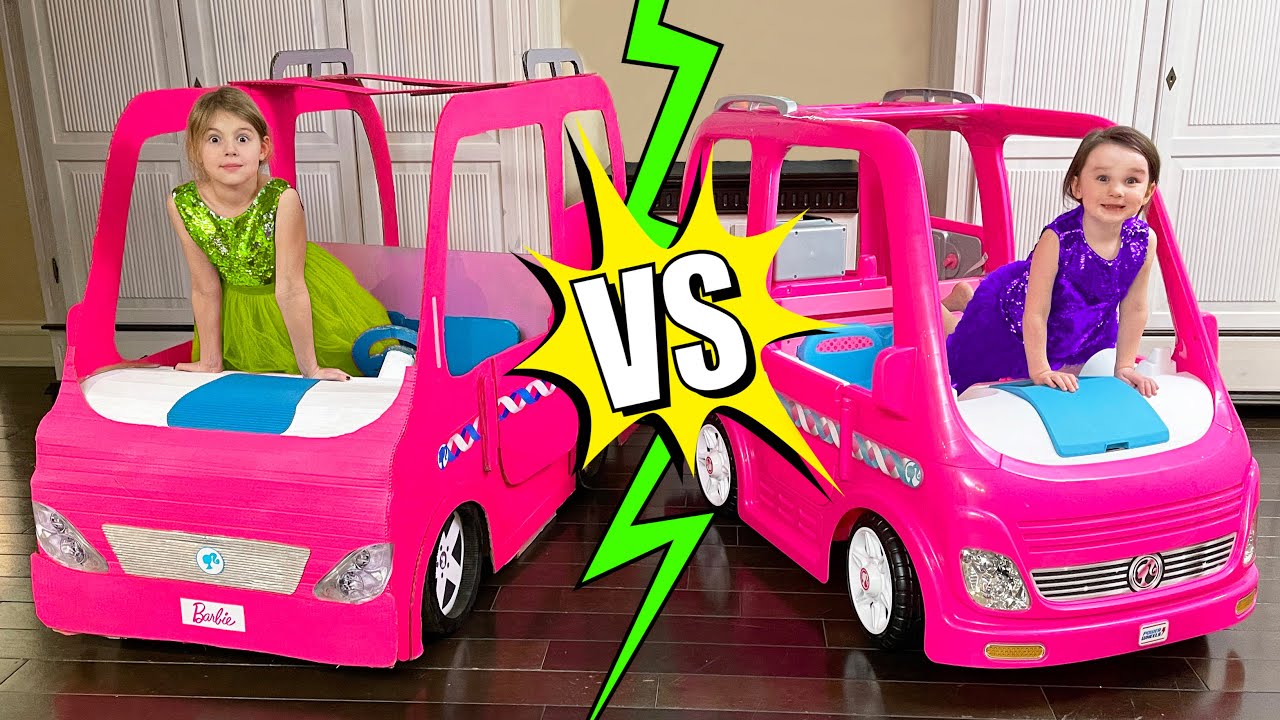 Five Kids Barbie Car Real & Сardboard Birthday Party