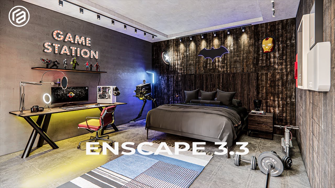 Enscape 3.3 | GAMER ROOM RENDER | Interior Design ⭐🔥⭐ Doing Practise! 🔥🔥