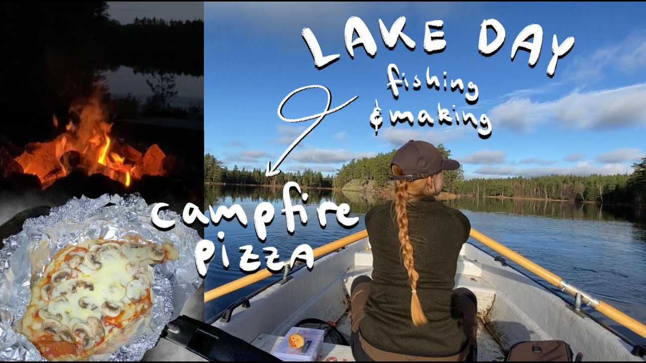 How to make CAMPFIRE PIZZA: Lake day FISHING and OUTDOOR COOKING tutorial