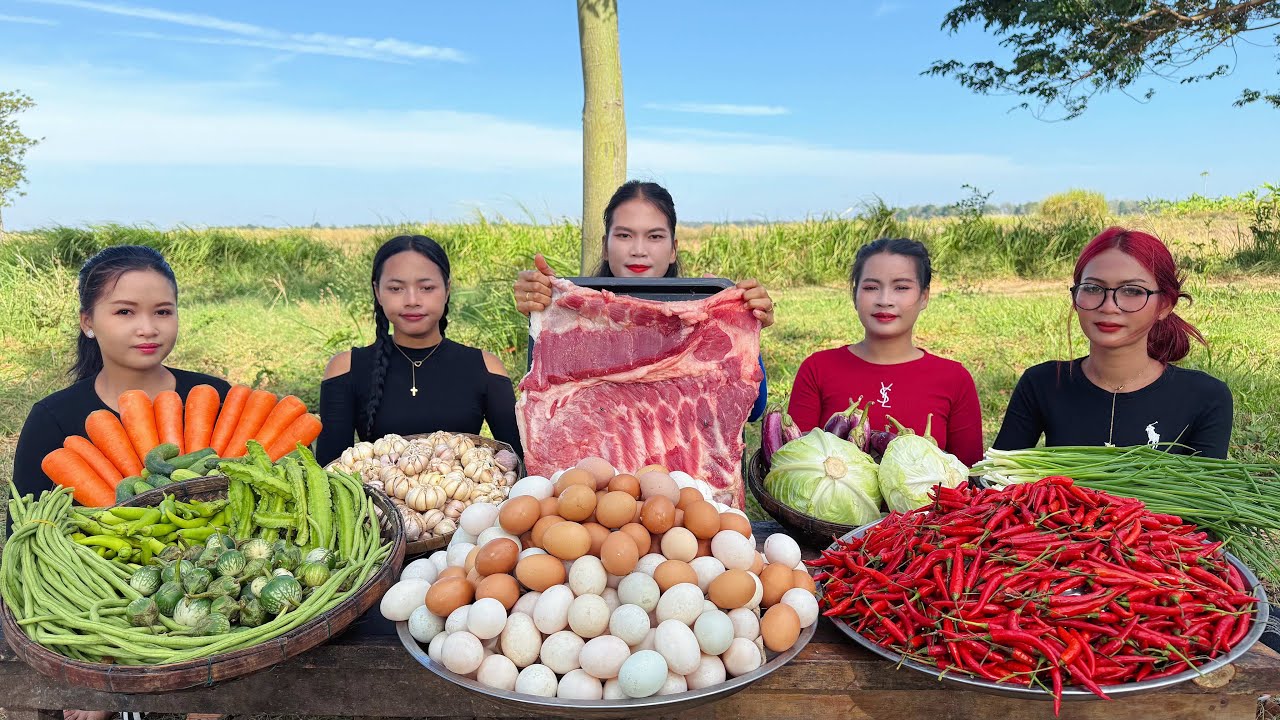 Amazing cooking Prohok Sauce boiled with fresh egg and vegetable recipe in my countryside