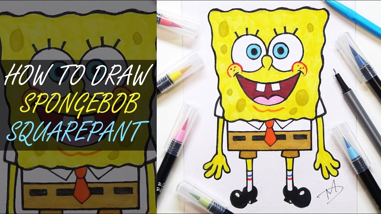 HOW TO DRAW SPONGEBOB SQUAREPANTS | STEP BY STEP TUTORIAL - DeMoose Art