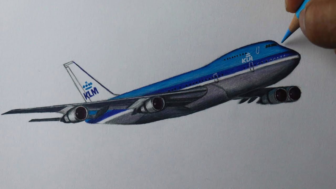 COMO DESENHAR UM AVIÃO - Boing 747 - KLM