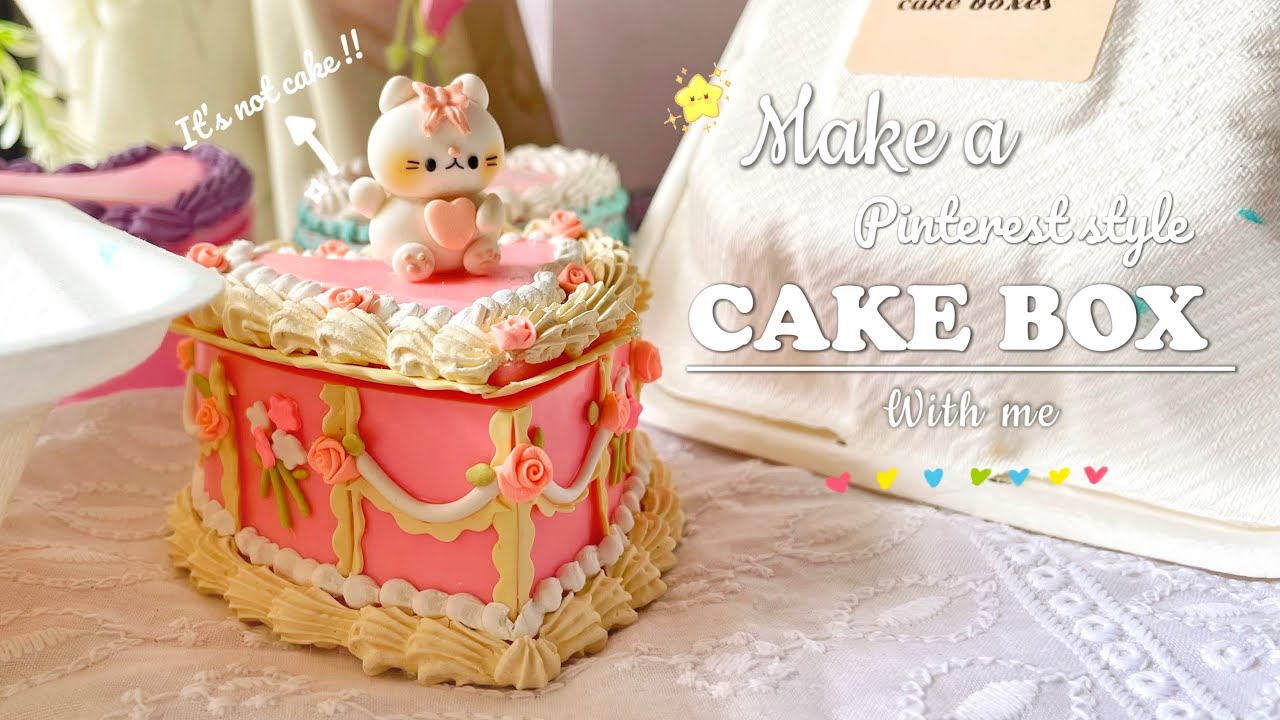 Making Fake cake 🍰 box / diy decorative box 🧋/ unboxing new printer / clay & resin process