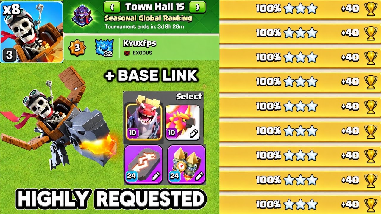 Dragon Riders Attack Strategy ( TH15 vs TH18 ) Highly Requested Army | Clash of Clans 