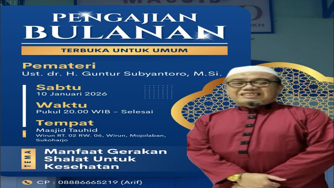 🔴[LIVE]Manfaat Gerakan shalat untuk kesehatan || Pengajian Bulanan Bersama Ust. dr.Guntur Subiyanto 