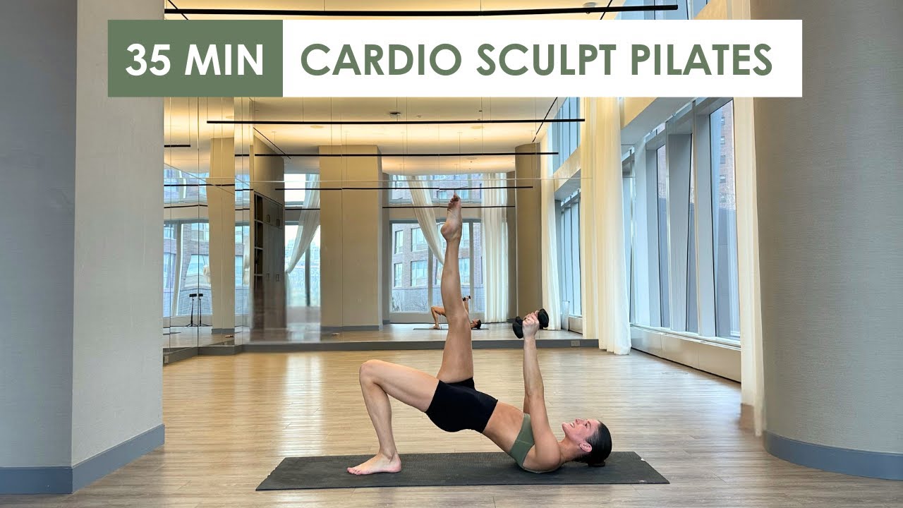 35 MIN CARDIO SCULPT PILATES WITH WEIGHTS | Full Body Workout | At-Home Mat Pilates