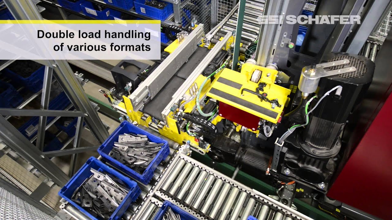 Storage-retrieval machine for bins, cartons and trays – Schäfer Miniload Crane