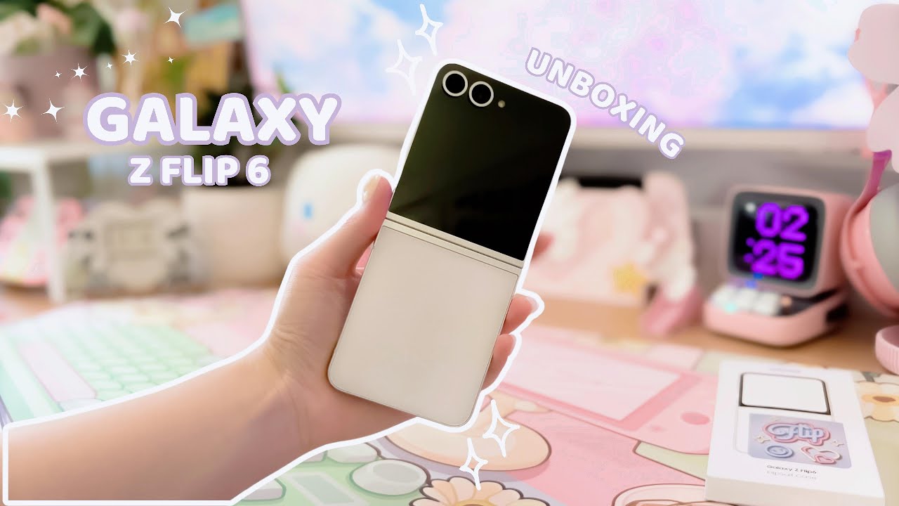 Samsung Galaxy Z Flip 6 aesthetic unboxing 🤍 LED card + sanrio theme + good lock + camera test