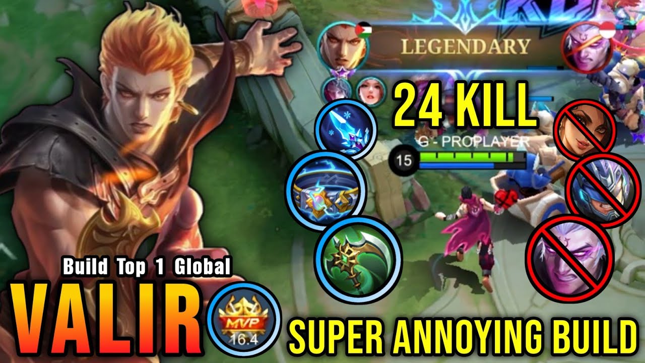 100% CAN'T RUN!! 24 Kills Valir with Super Annoying Build - Build Top 1 Global Valir ~ MLBB