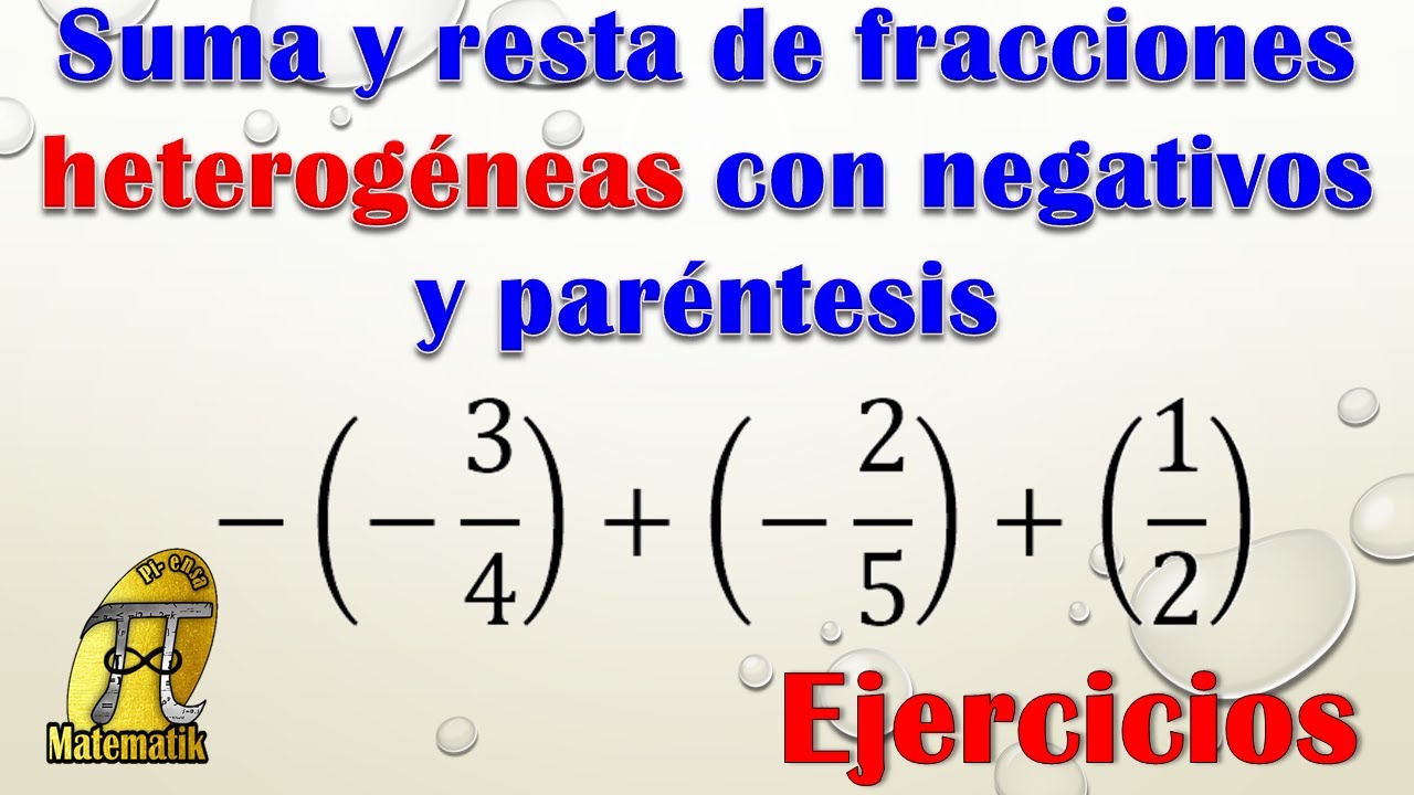 Suma y resta de fracciones con números negativos y paréntesis - Ejercicios
