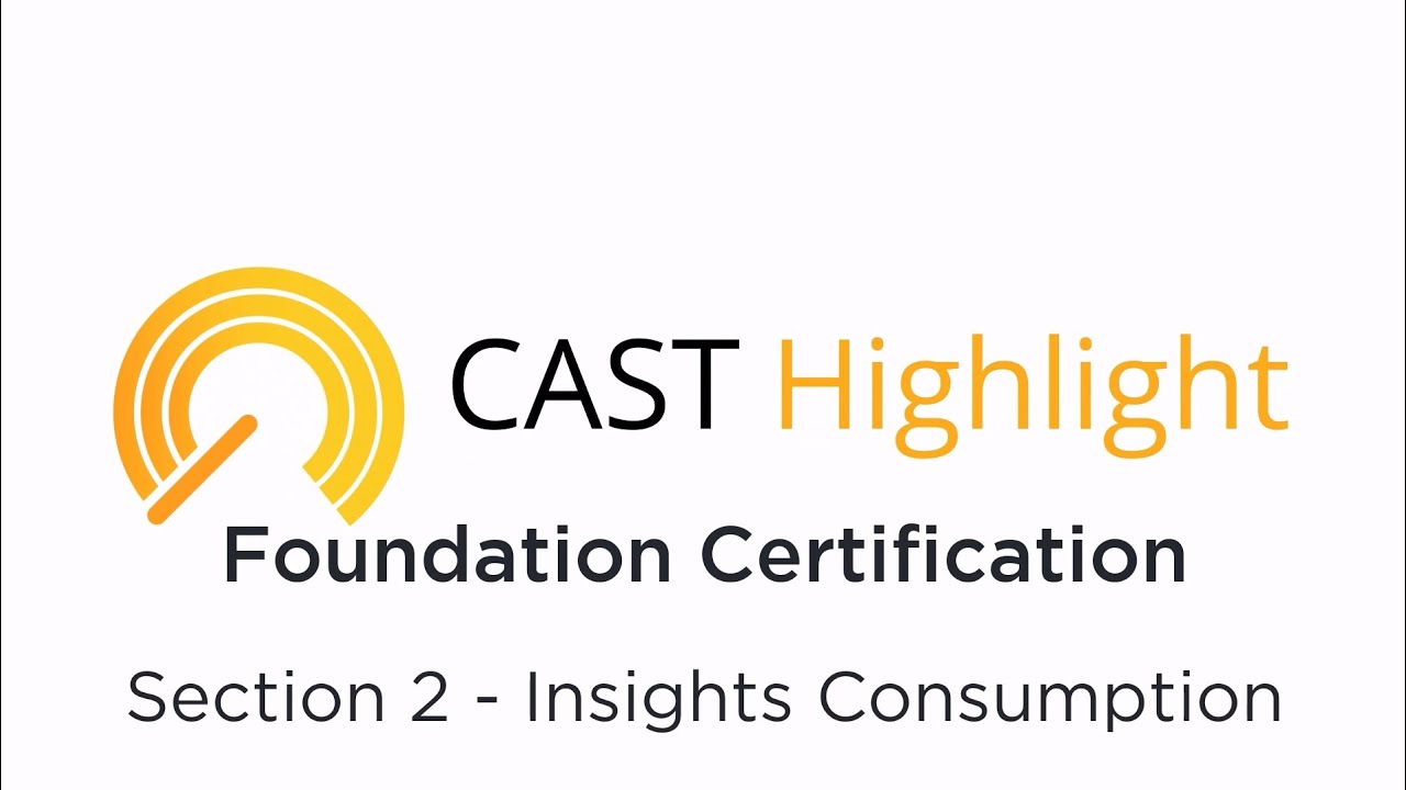 CAST Highlight Foundation Certification Training Section 2: Insights Consumption