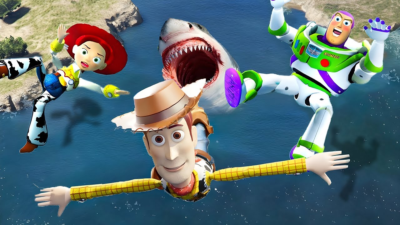 GTA 5 Buzz Lightyear vs Woody & Jessie Ragdolls/Fails [Toy Story]