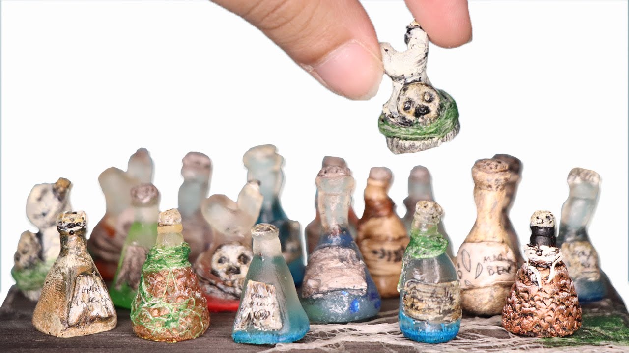 the making of miniature potion bottles