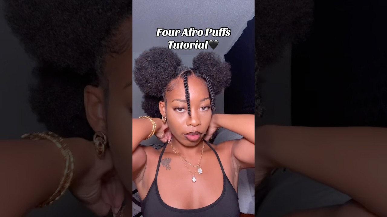 Four Afro Puffs Tutorial on 4c hair 🖤✨
