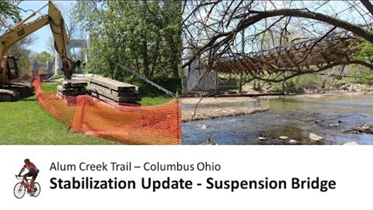 Stabilization Update - Cycling Alum Creek Trail - Suspension Bridge - April 2015 - Columbus Ohio