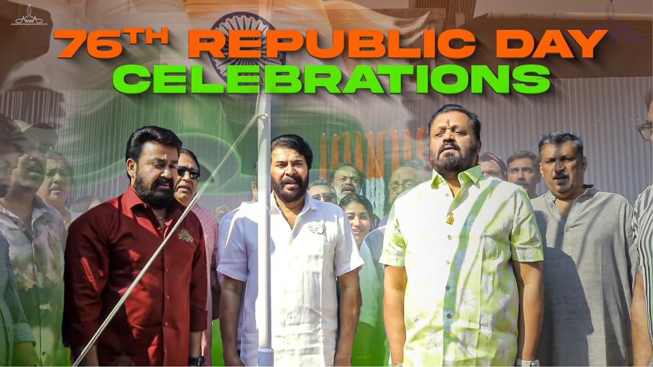 76th Republic Day Celebrations | Mammootty | Mohanlal | Suresh Gopi | AMMA Association