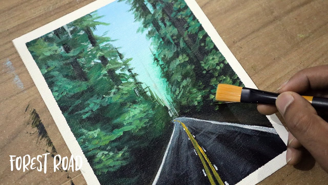 Forest Road | Acrylic Painting For Beginners | ASMR