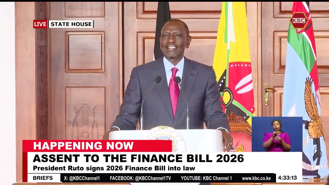 Ruto: With my assent to the Finance Bill 2026 Kenya has the resources to finance its priorities