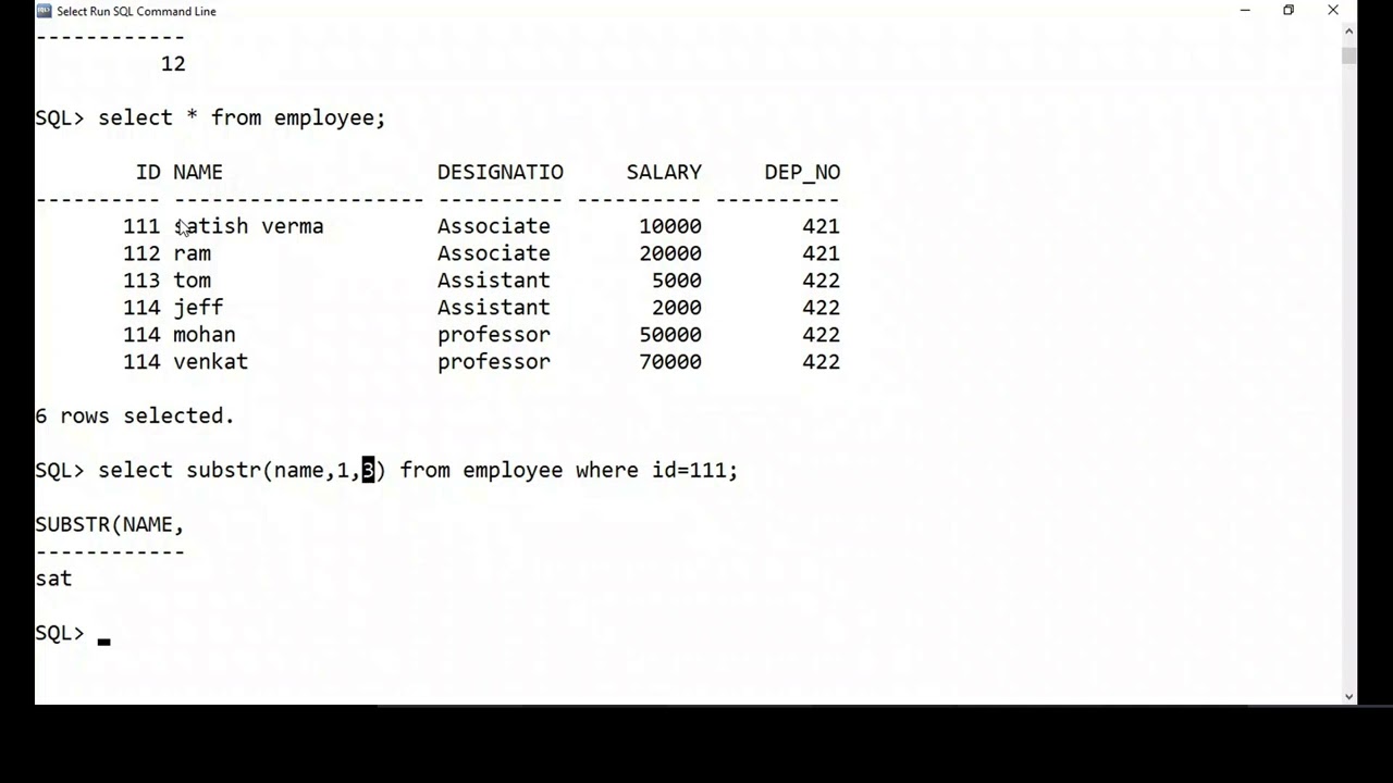 SQL - String Handling Functions - Demo using Oracle