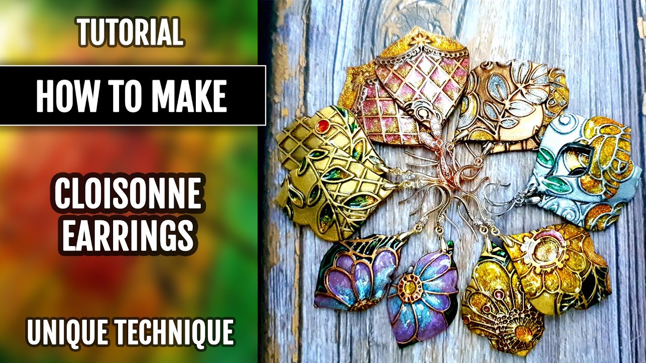 How to make: Romantic Earrings. Faux Cloisonné. Polymer Clay.