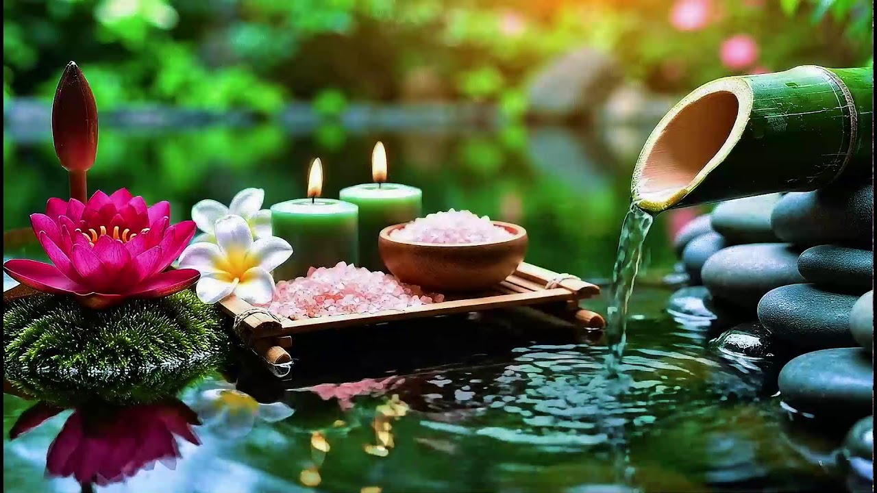 Relaxing Sleep Music with Bamboo Water Sounds 🌿Deep Healing Music for Calm Mind,Spa Ambience & Yoga