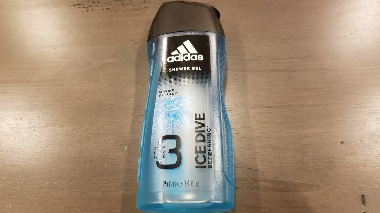 Adidas Ice Dive Refreshing Shower Gel. Marine Extract Scent. For Body, Hair, Face.