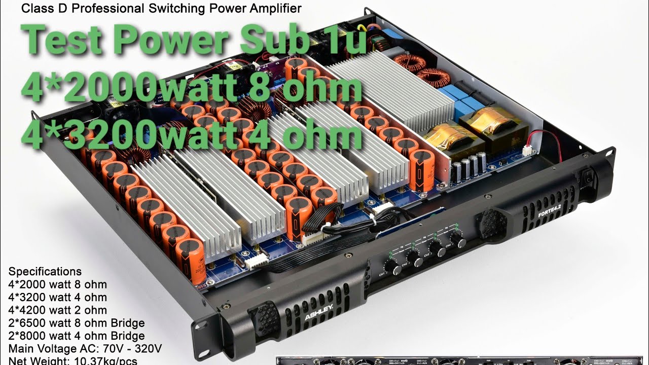 TEST POWER ASHLEY FORTE4.2 4CHANEL 1U SWITCHING VS SUBWOOFER ASHLEY ZOOM218 + MIXER ASHLEY LIVE8