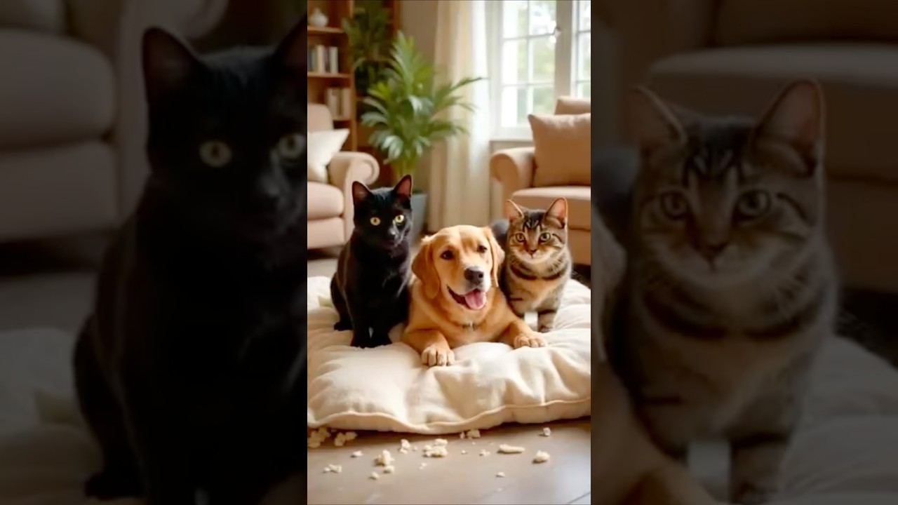 Who destroyed the pillow!! Guilty Pets