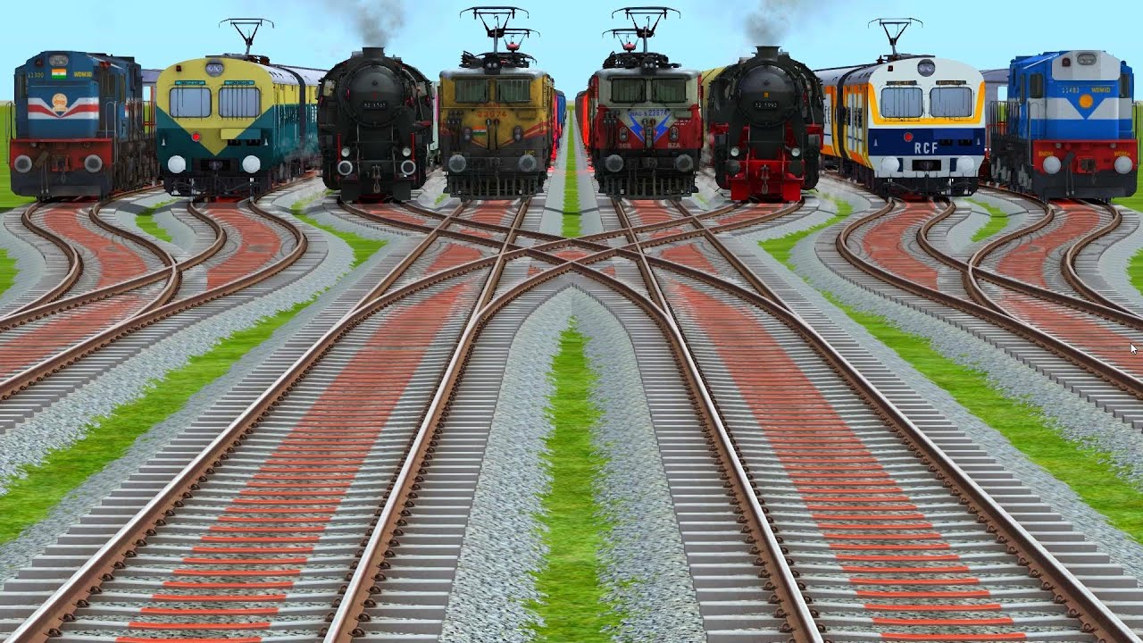 All Realistic Trains Run At Diesel Bumpy Curves Railroad Tracks | diesel engine vs electric engine