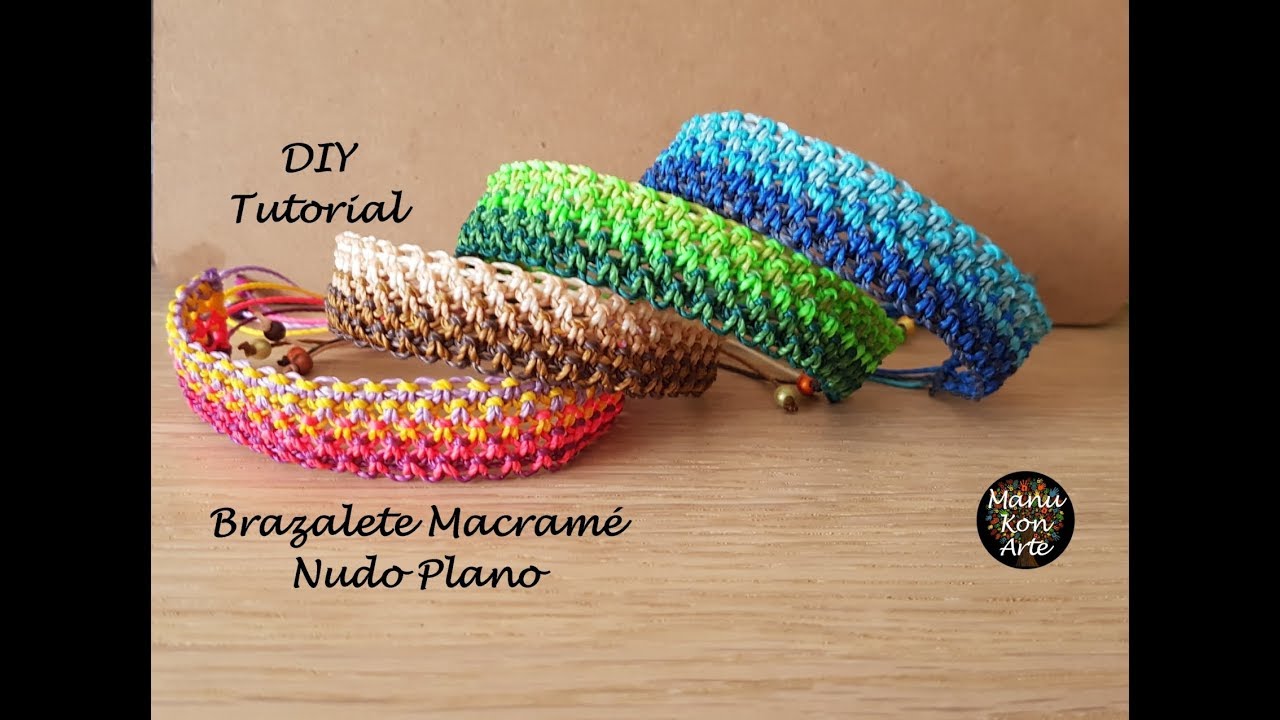 Cómo Hacer Brazalete Macramé Nudo Plano Fácil Paso a Paso/How to make Macrame Cuff Flat Knot Easy